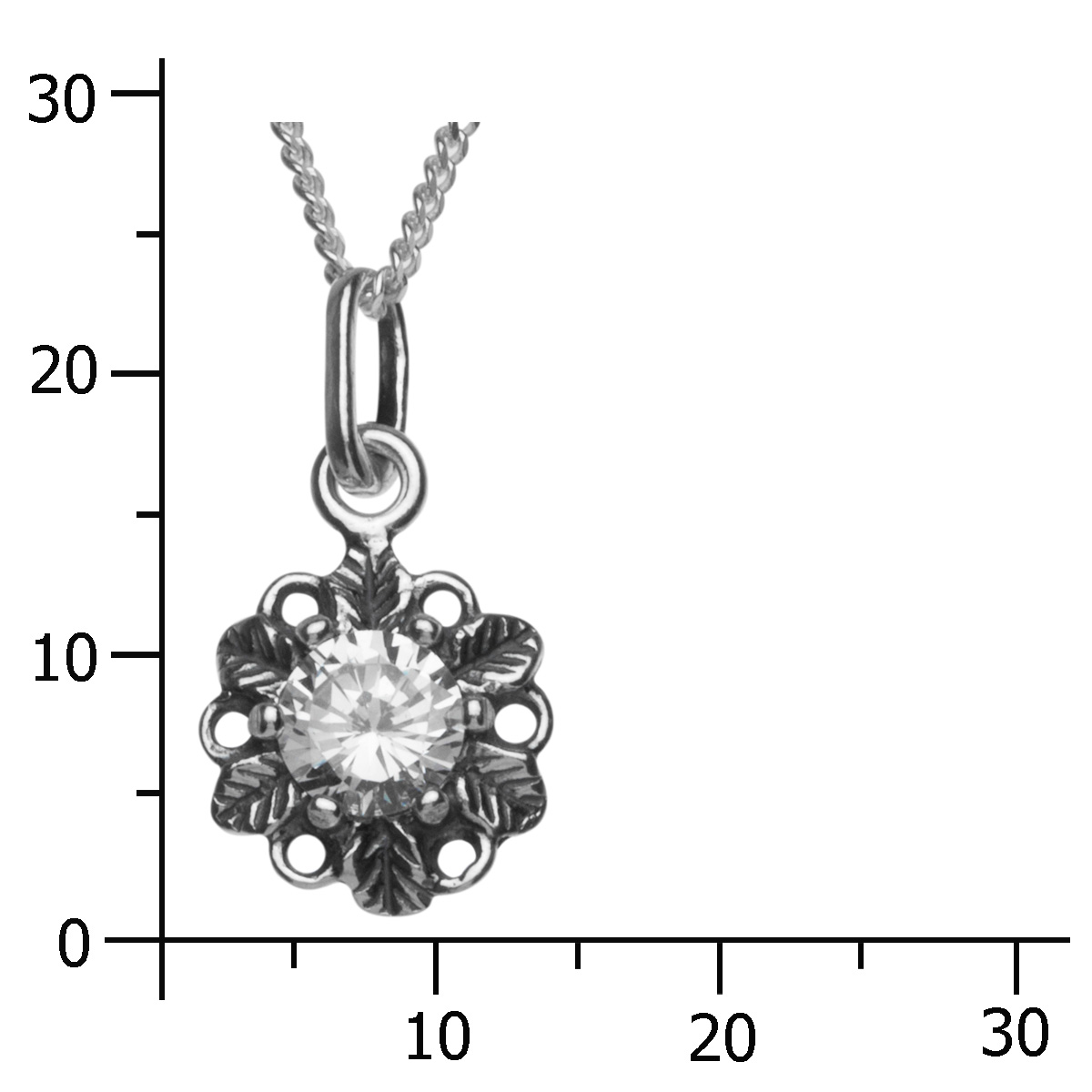 043-201649-A142k Kette mit Anhänger Silber 925/000, Zirkonia, weiß, 42 cm