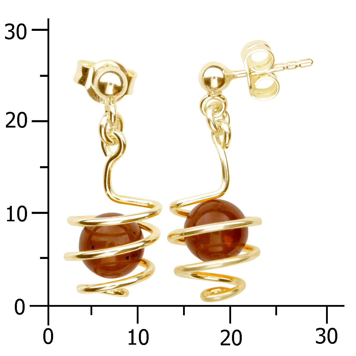 4250054288961-PT04 Ohrhänger Gold 333/000, Bernstein