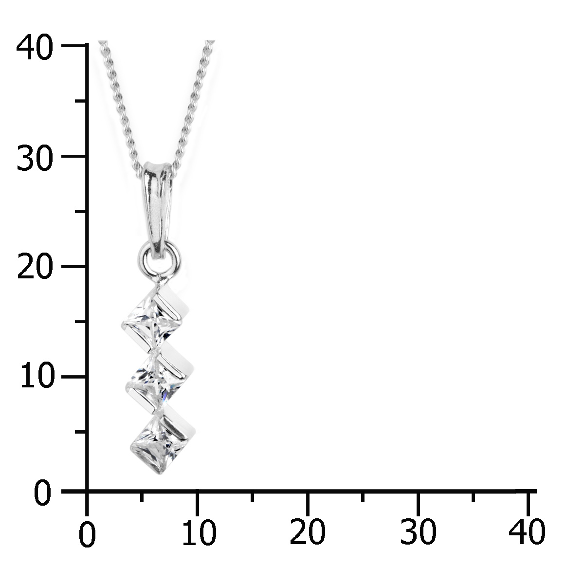 Kette mit Anhänger Silber 925/000, Zirkonia, weiß, 42 cm