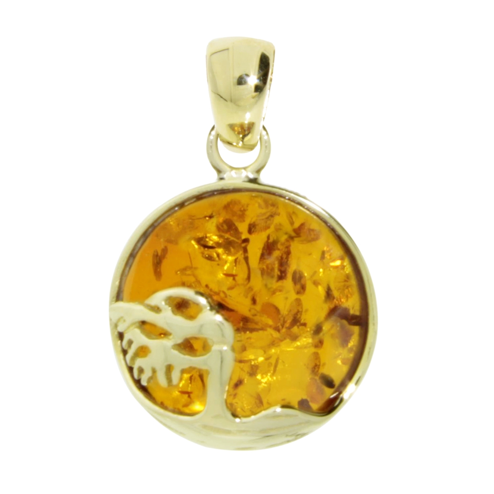 Anhänger Gold 585/000, "Windflüchter", Bernstein 