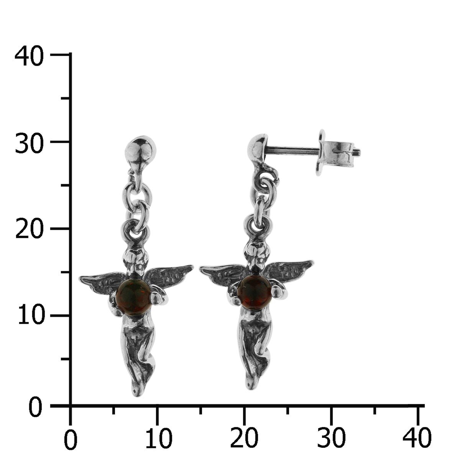 098-265280-0100k Ohrhänger Silber 925/000, Engel, Bernstein