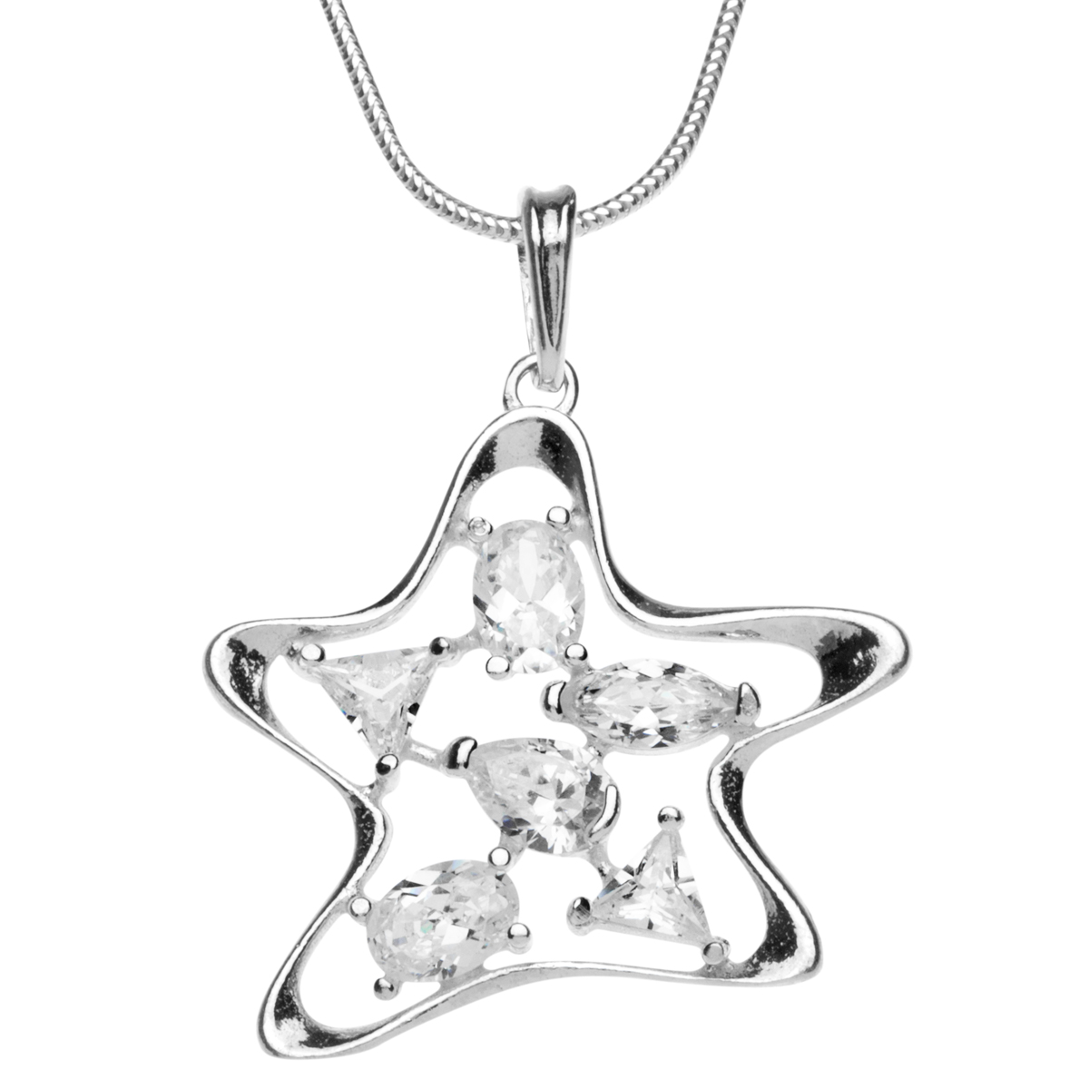 043-201669-A142 Kette mit Anhänger Silber 925/000, Zirkonia, weiß, 42 cm