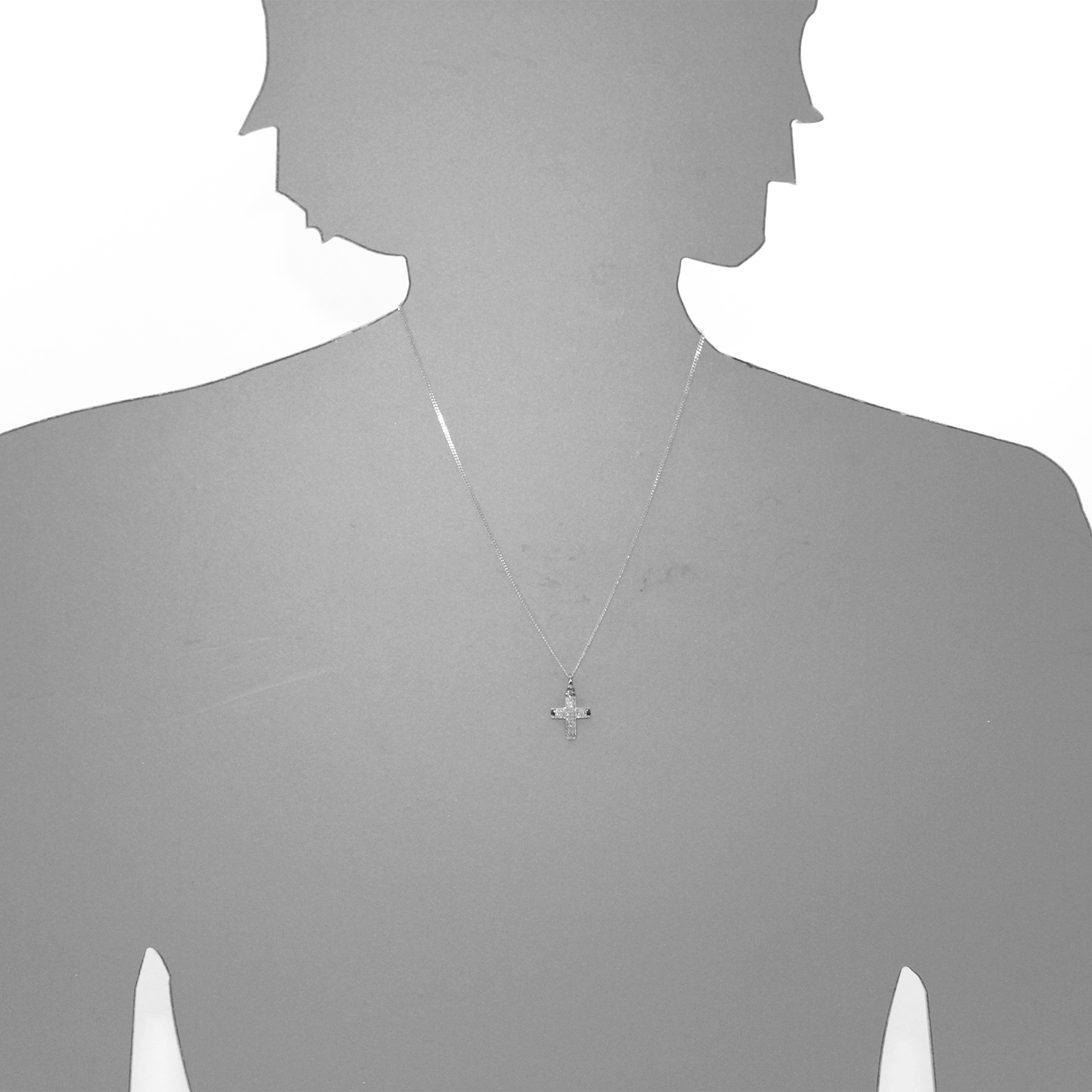 Kette mit Anhänger "Kreuz", Silber 925/000,  Zirkonia  -Länge wählbar-     Kette mit Anhänger "Kreuz", Silber 925/000,  Zirkonia  -Länge wählbar-