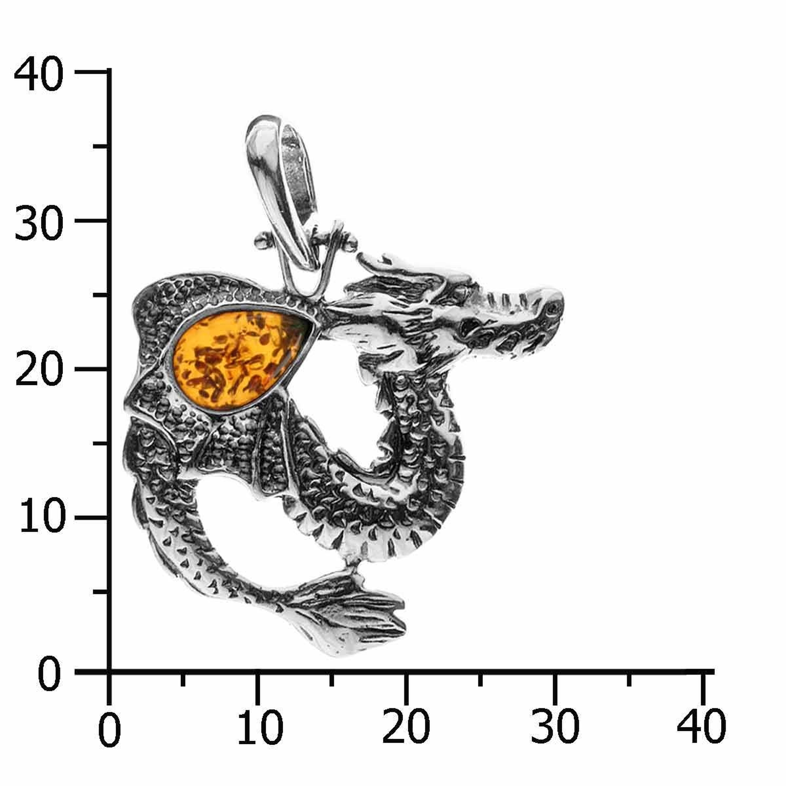098-200700-0100k Anhänger Silber 925/000, Drache,  Bernstein