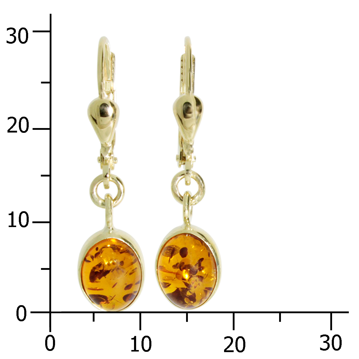001-163433-0100k Ohrhänger Gold 585/000, Bernstein