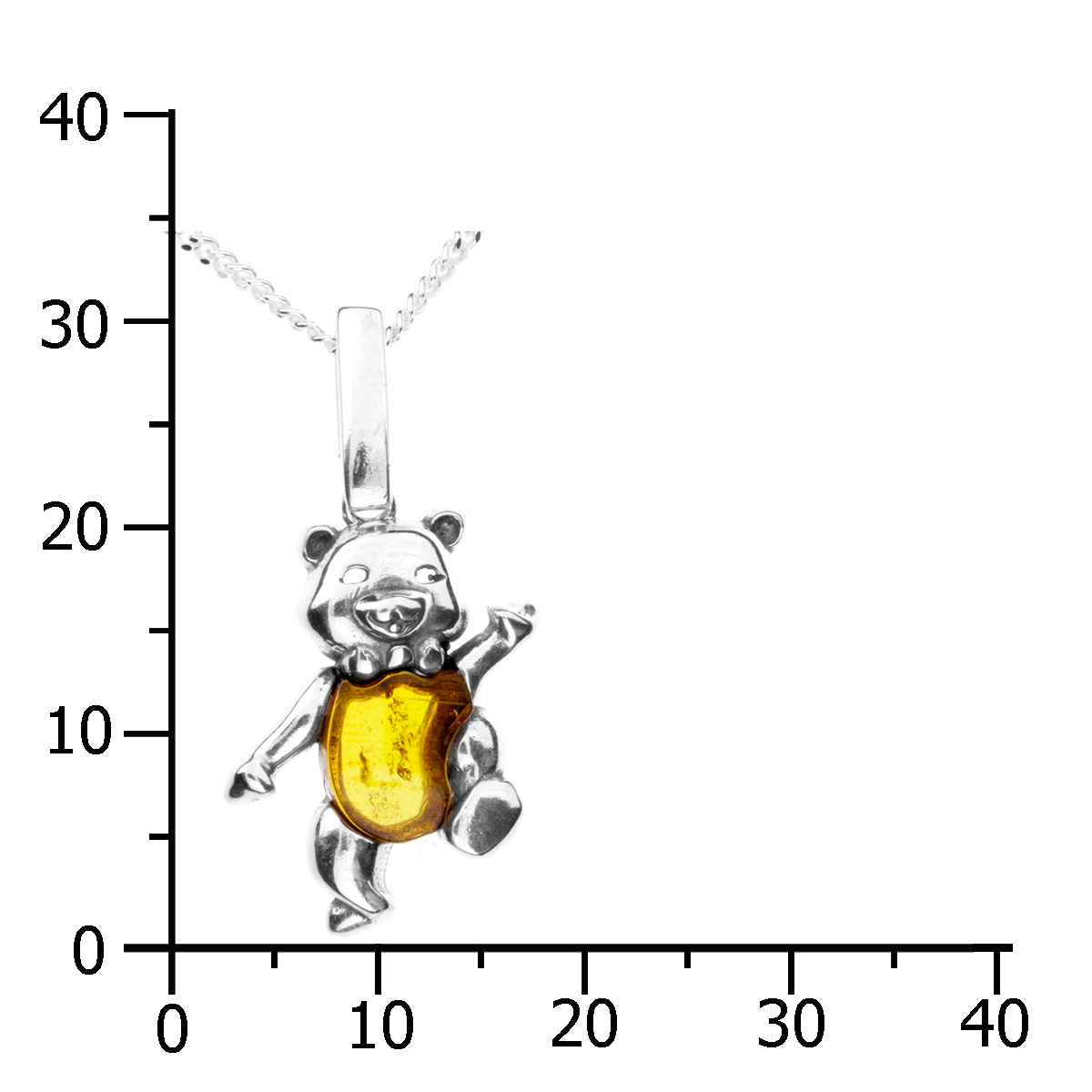 087-204117-A137k Kette mit Anhänger Silber 925/000, Bernstein, 36 oder 38 cm, verstellbar