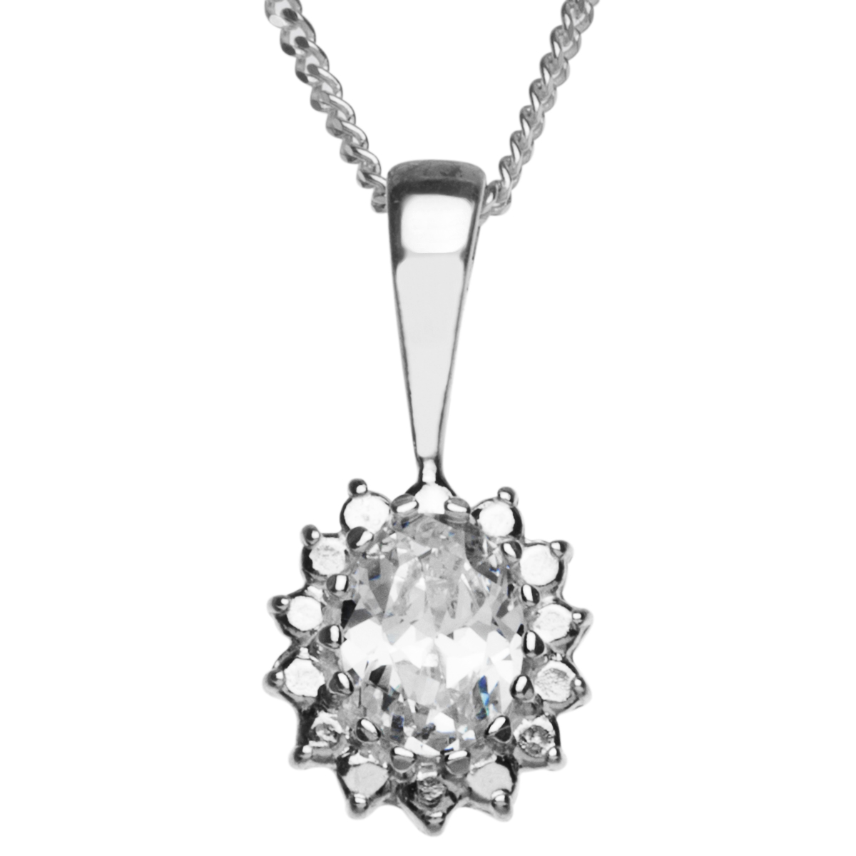 043-201638-A142 Kette mit Anhänger Silber 925/000, Zirkonia, weiß, 42 cm
