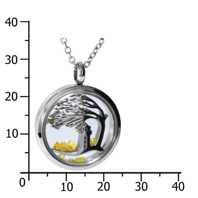 Kette mit Anhänger (23 mm), Edelstahl, Windflüchter, 41 - 46 cm verstellbar, Bernstein Kette mit Anhänger (23 mm), Edelstahl, Windflüchter, 41 - 46 cm verstellbar, Bernstein