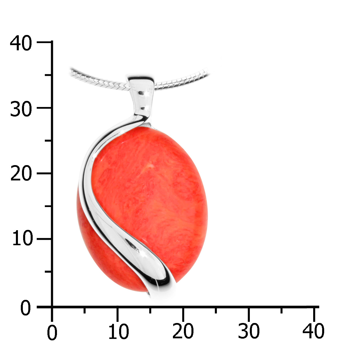 Kette mit Anhänger Silber 925/000, 45 cm, rek. Koralle