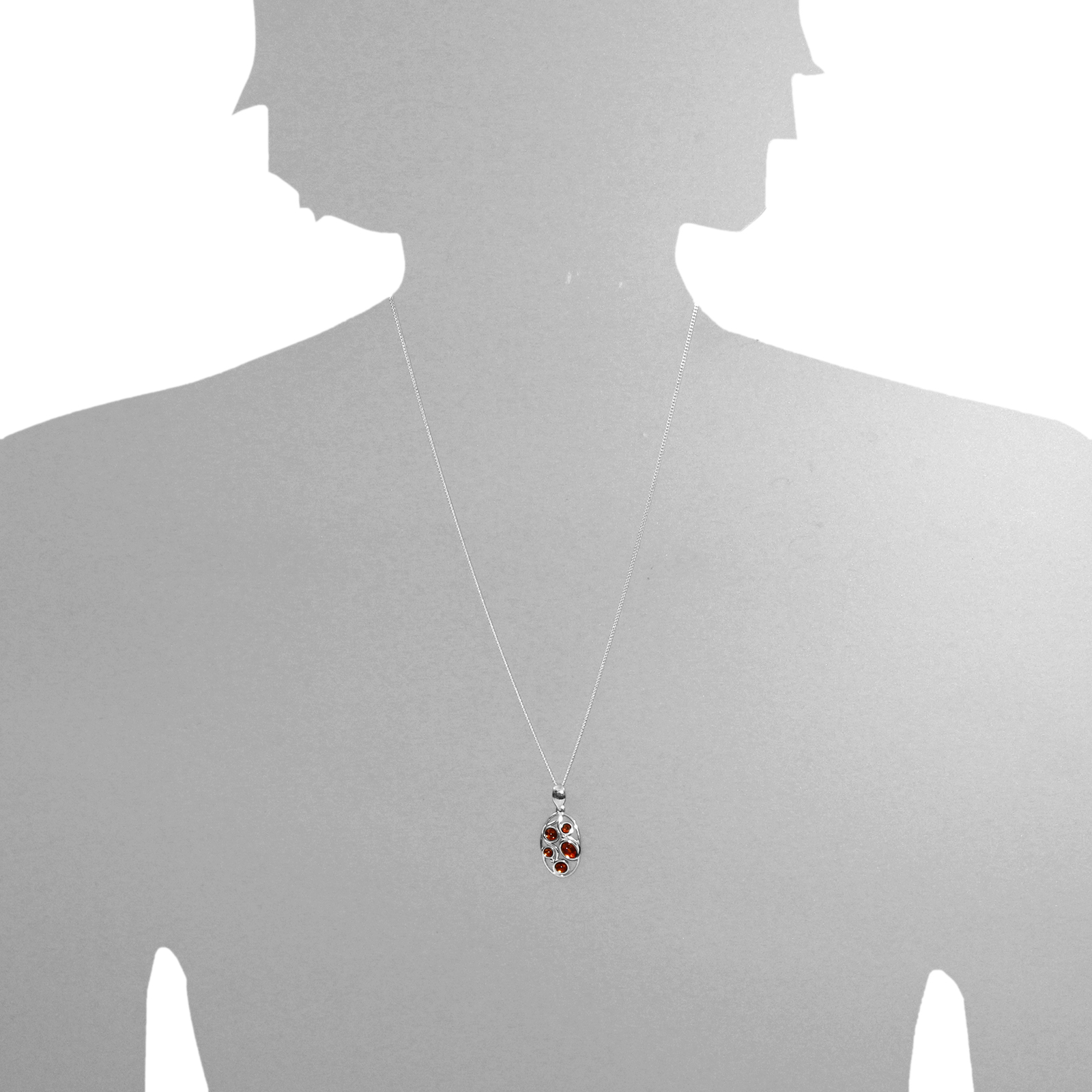 Kette mit Anhänger Silber 925/000, Bernstein -Länge wählbar- Kette mit Anhänger Silber 925/000, Bernstein -Länge wählbar-