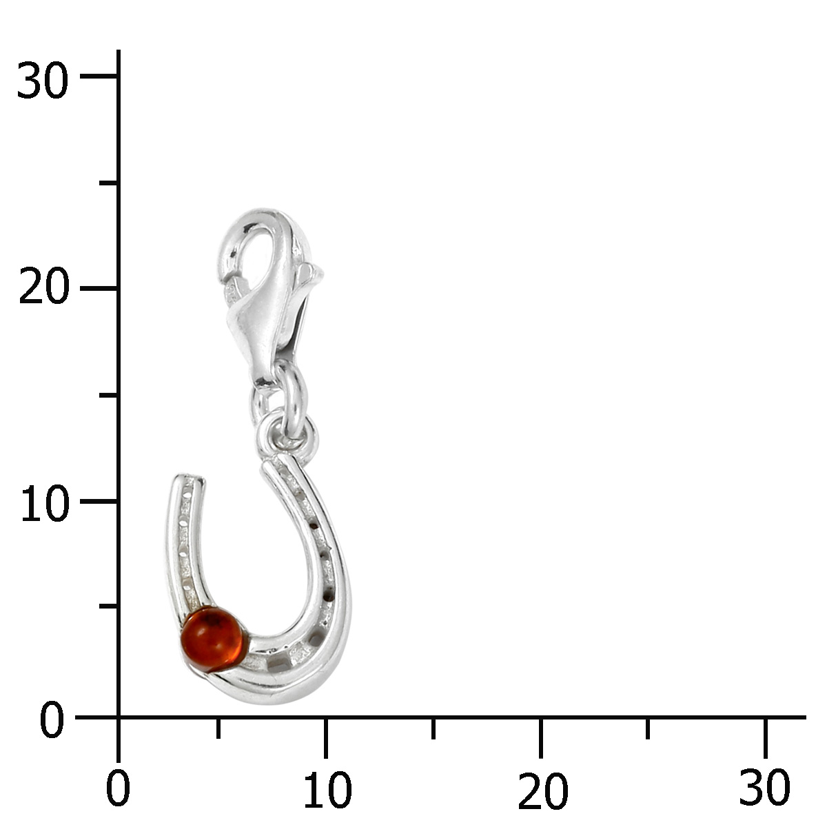 105-20CH13-0100k Charm Silber 925/000, Hufeisen, Bernstein