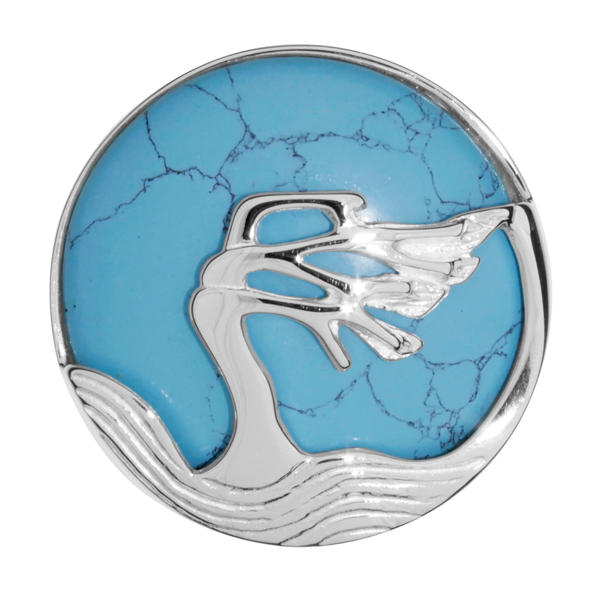 Anhänger-Gleiter Silber 925/000, "Windflüchter", rek. Türkis