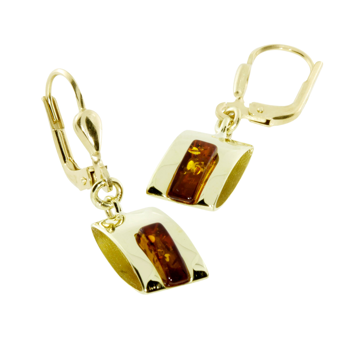 001-163277-0001 Ohrhänger Gold 333/000, Bernstein