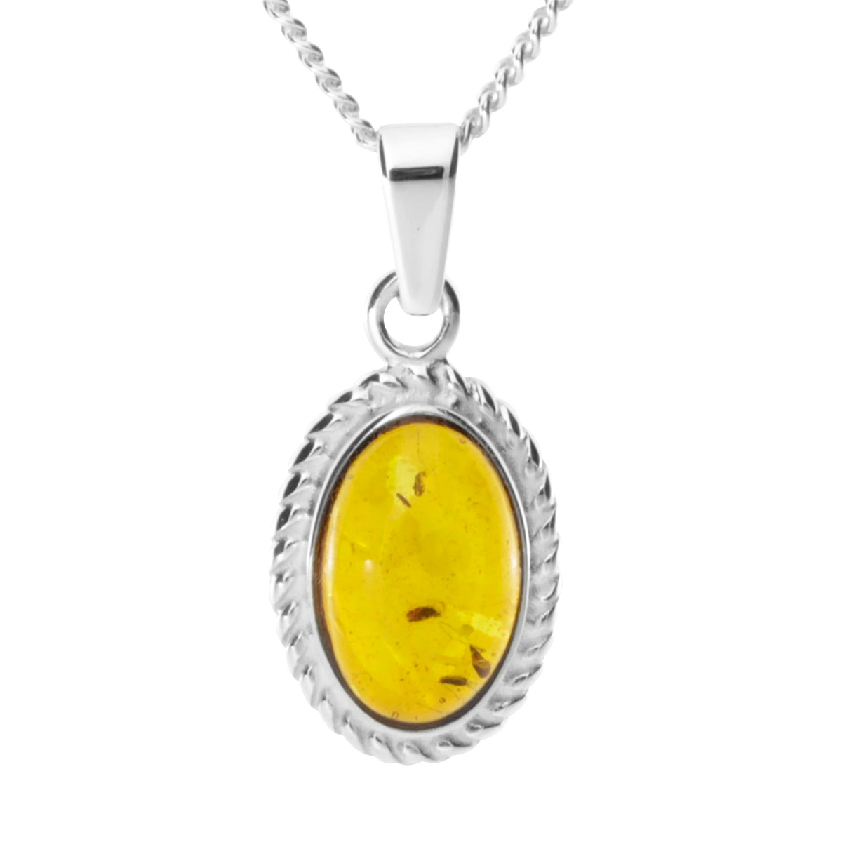 Kette mit Anhänger Silber 925/000, 45 cm, Bernstein