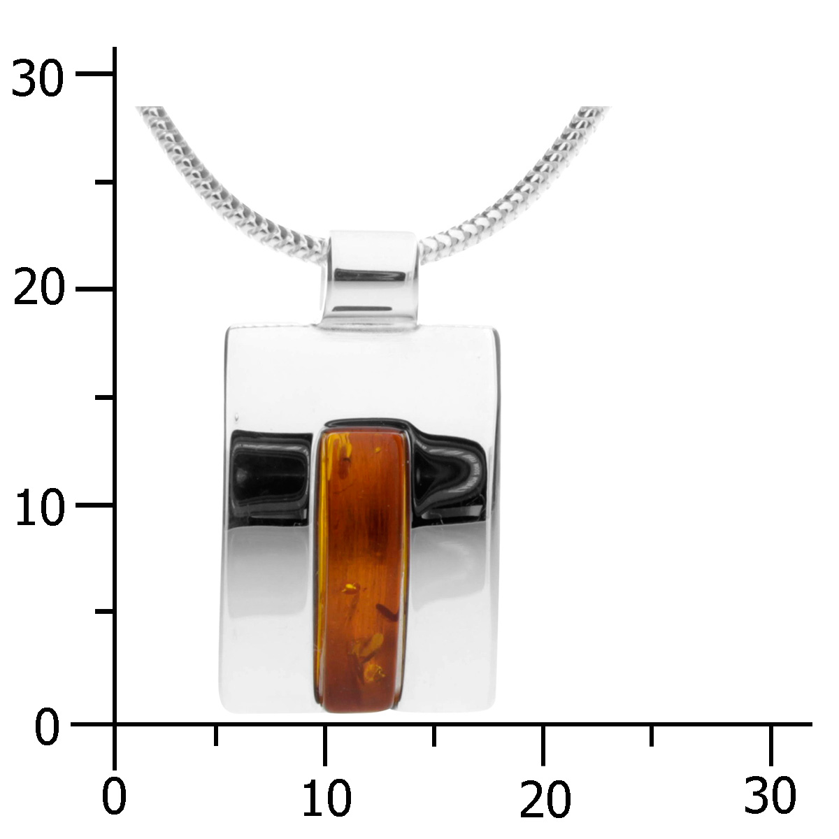 001-203438-A145k Kette mit Anhänger Silber 925/000, 45 cm, Bernstein