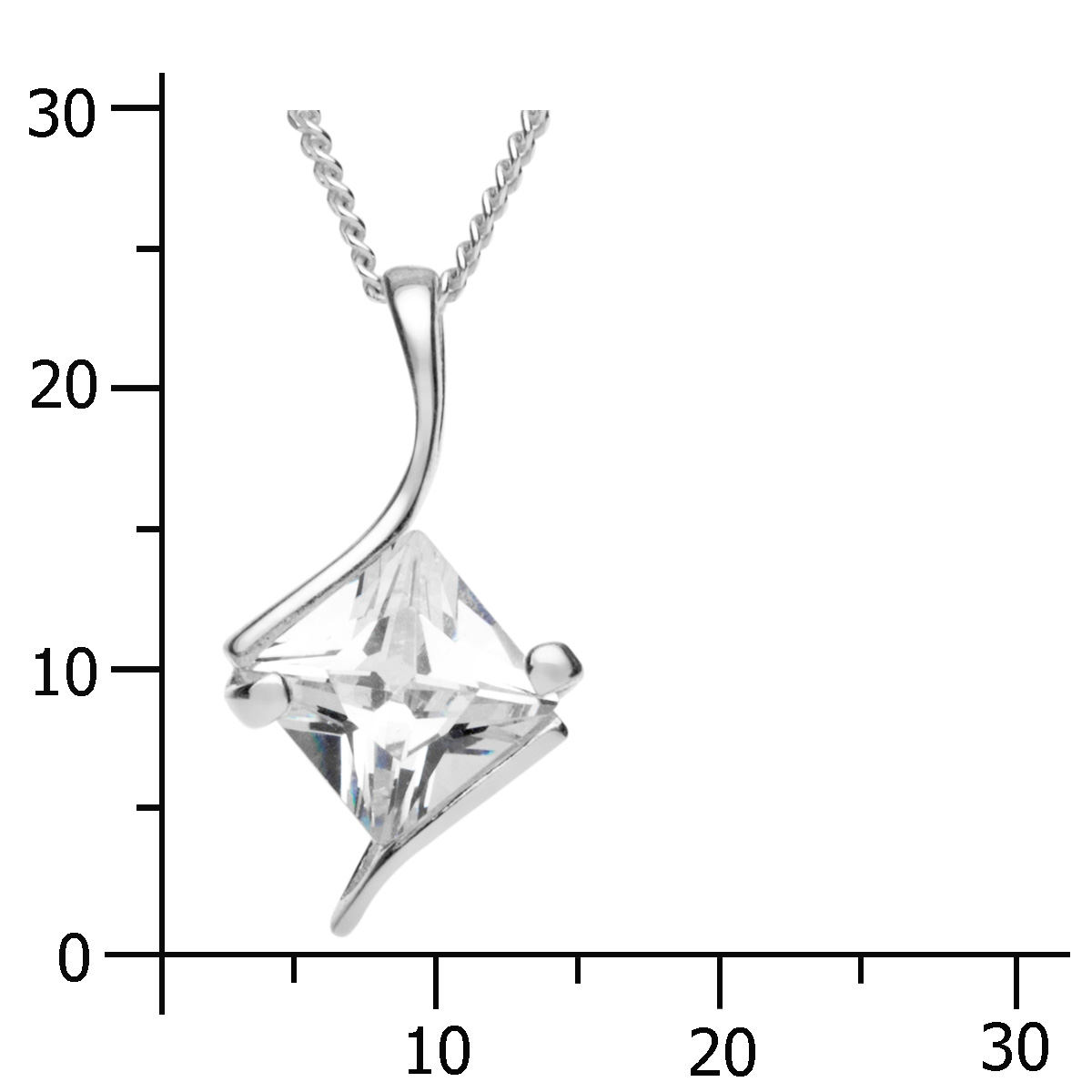 Kette mit Anhänger Silber 925/000, Zirkonia, weiß, 42 cm