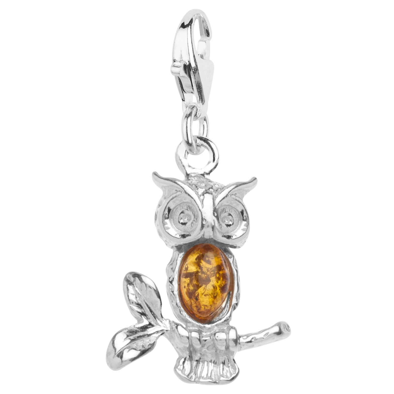 098-200100-0200 Charm Silber 925/000, Eule, Bernstein
