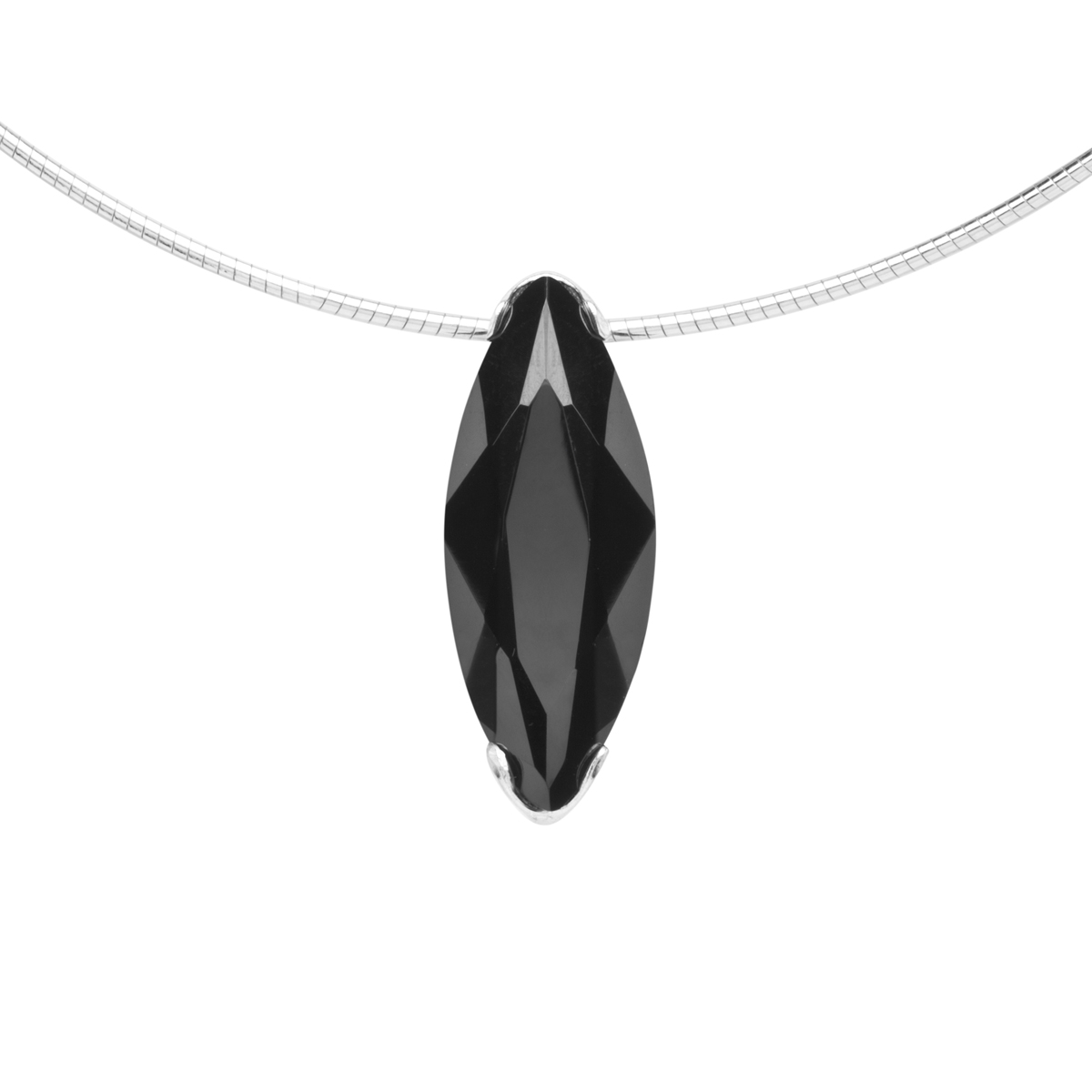 Reif mit Anhänger Silber 925/000, Zirkonia, schwarz, 42 cm