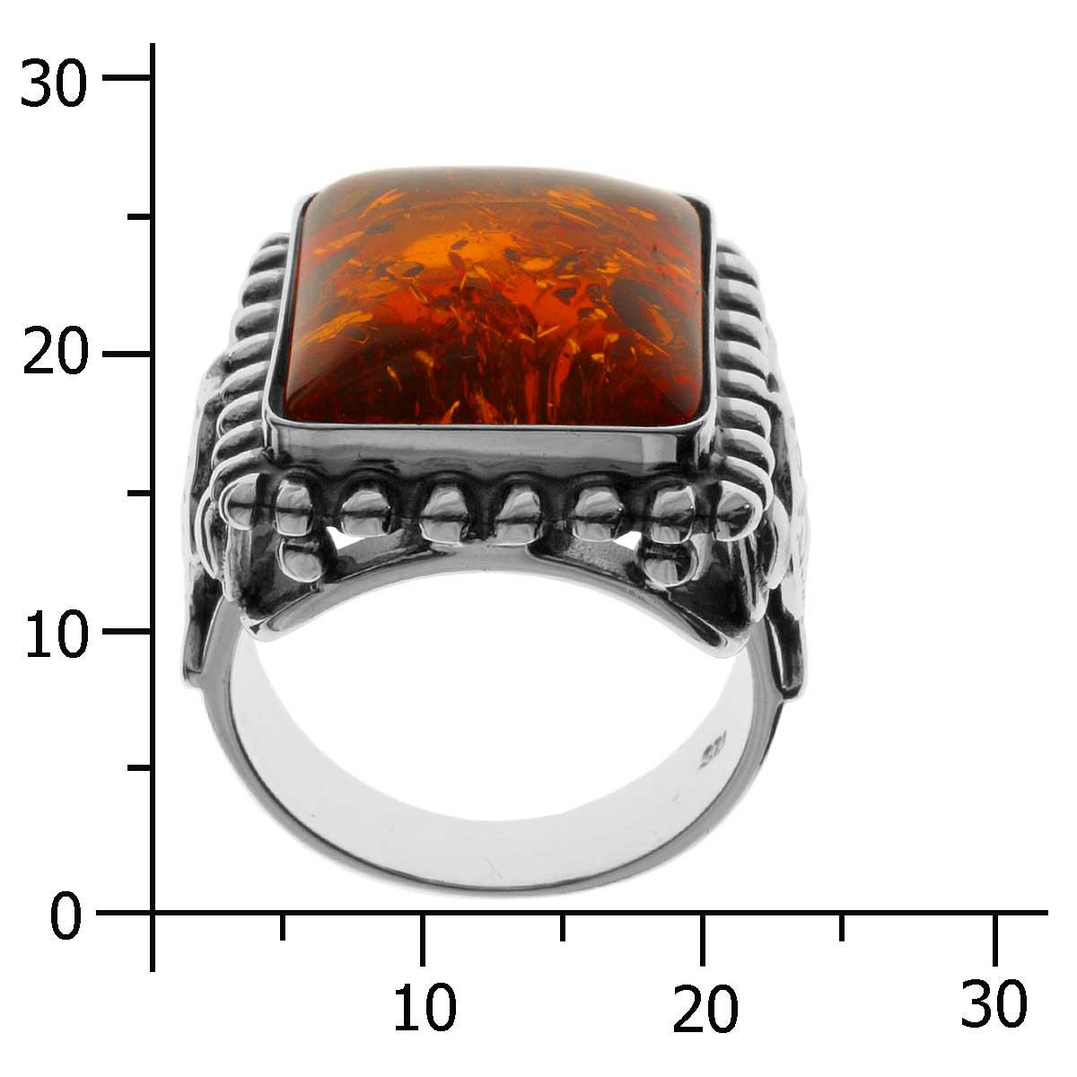 Ring Fischland Silber 925/000, oxyd., Bernstein -Größe wählbar-