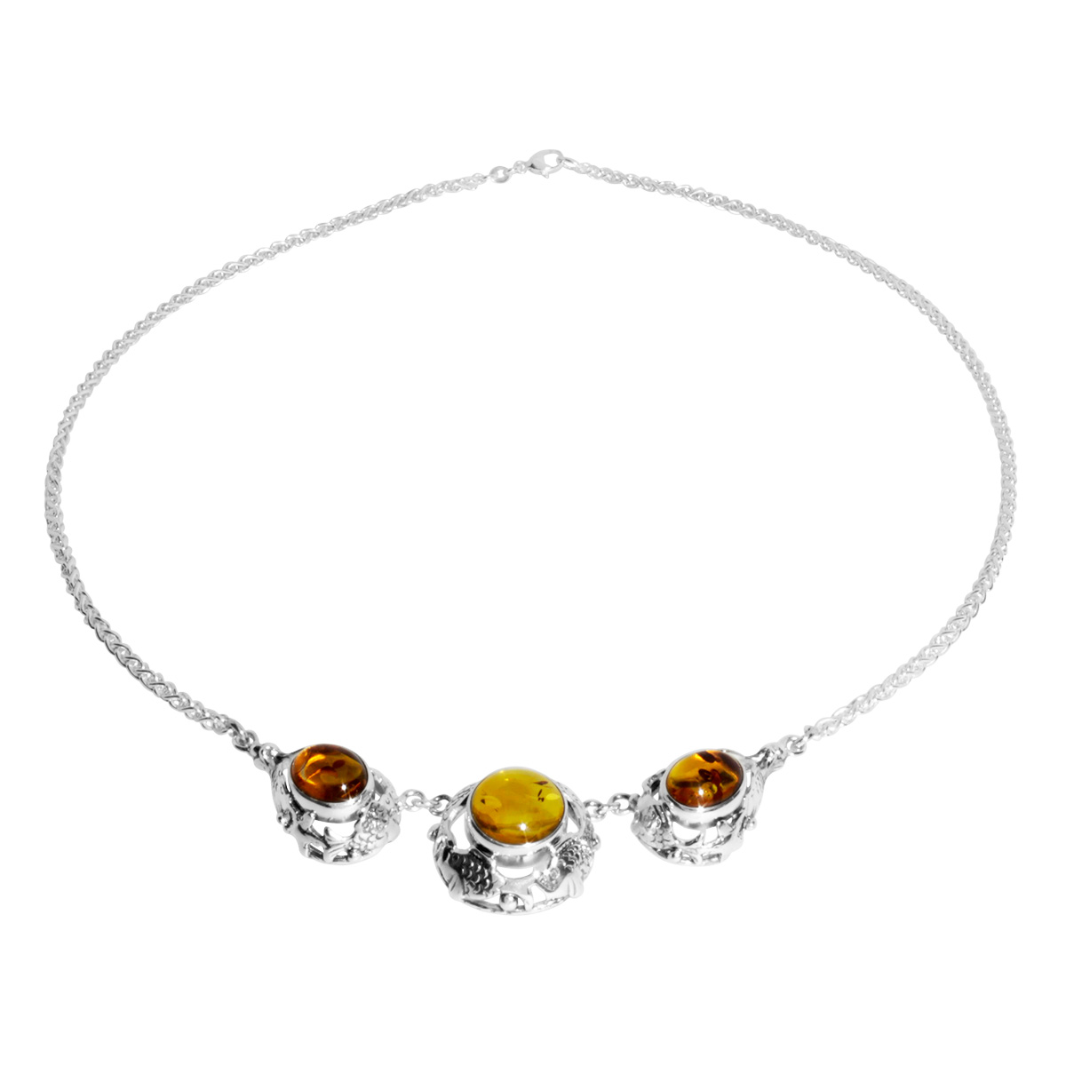 4250054222767-PT01 Collier Fischland Silber 925/000, oxyd., Bernstein