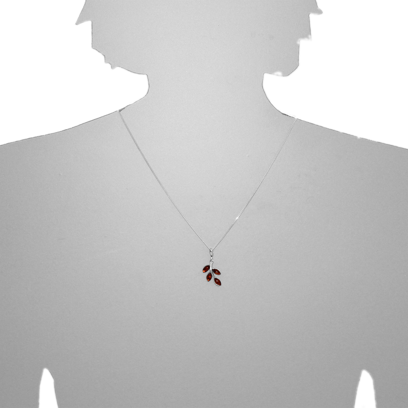 Kette mit Anhänger Silber 925/000, Bernstein -Länge wählbar- Kette mit Anhänger Silber 925/000, Bernstein -Länge wählbar-