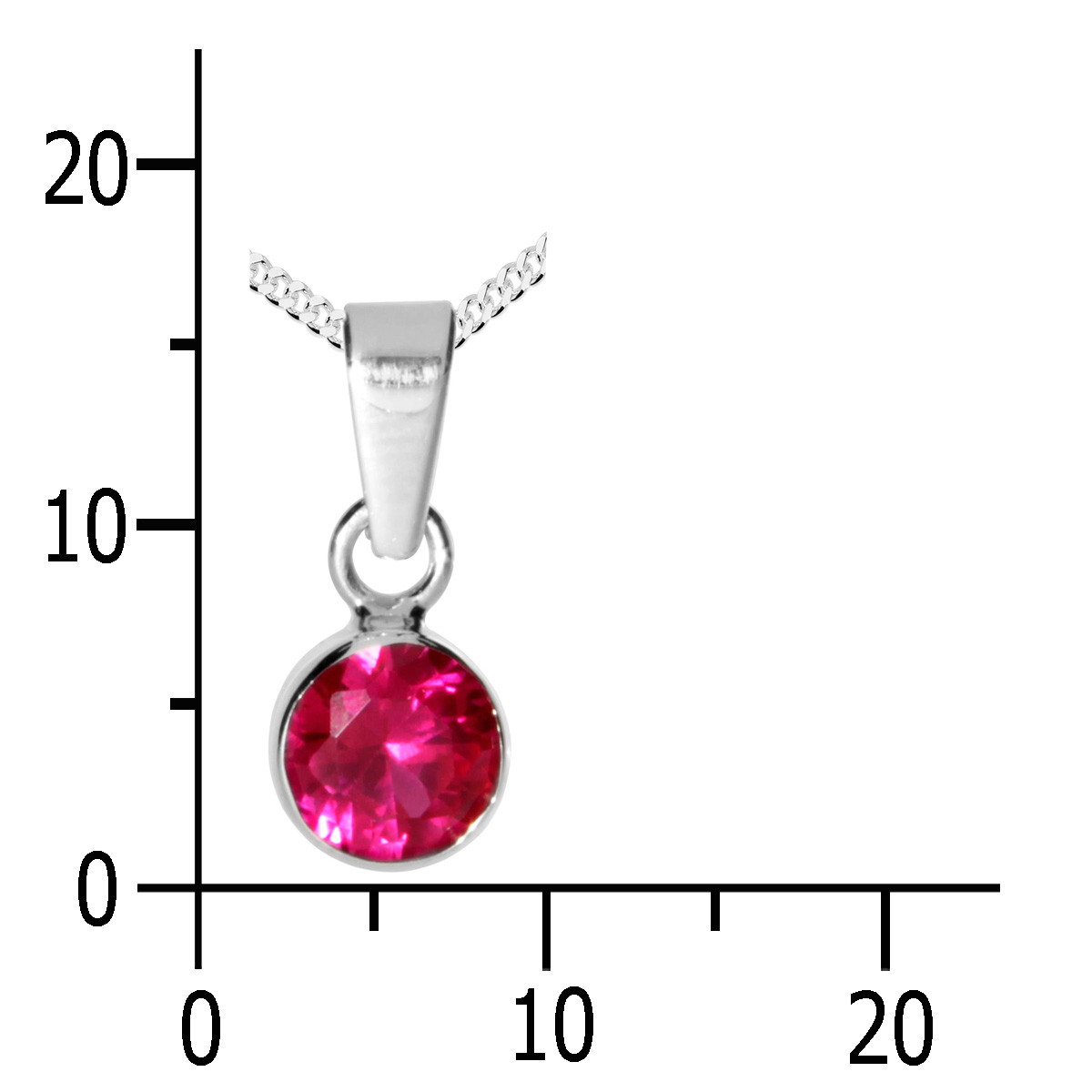 001-203645-A342k Kette mit Anhänger Silber 925/000, 42 cm, sy. Rubin