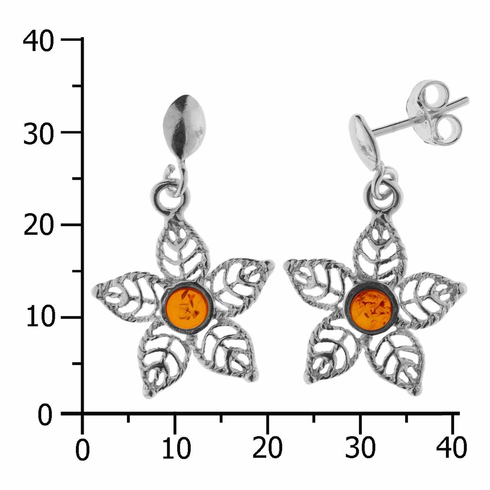 098-260380-0100k Ohrhänger Silber 925/000, Blüte, Bernstein