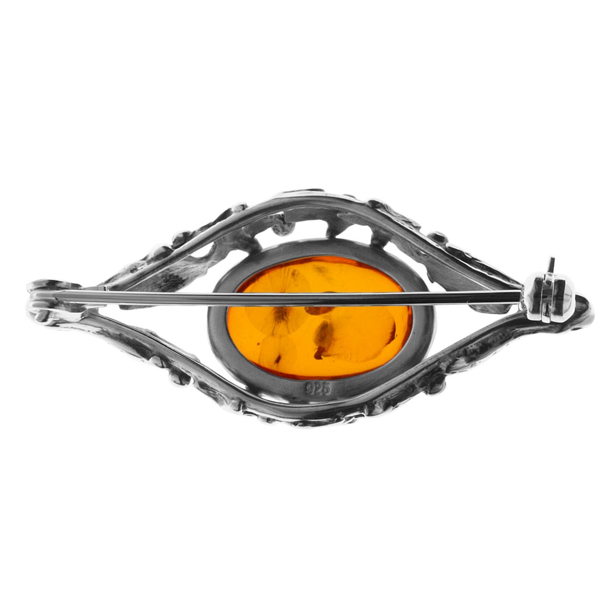 4250054222446-PT02 Brosche Fischland Silber 925/000, oxyd., Bernstein