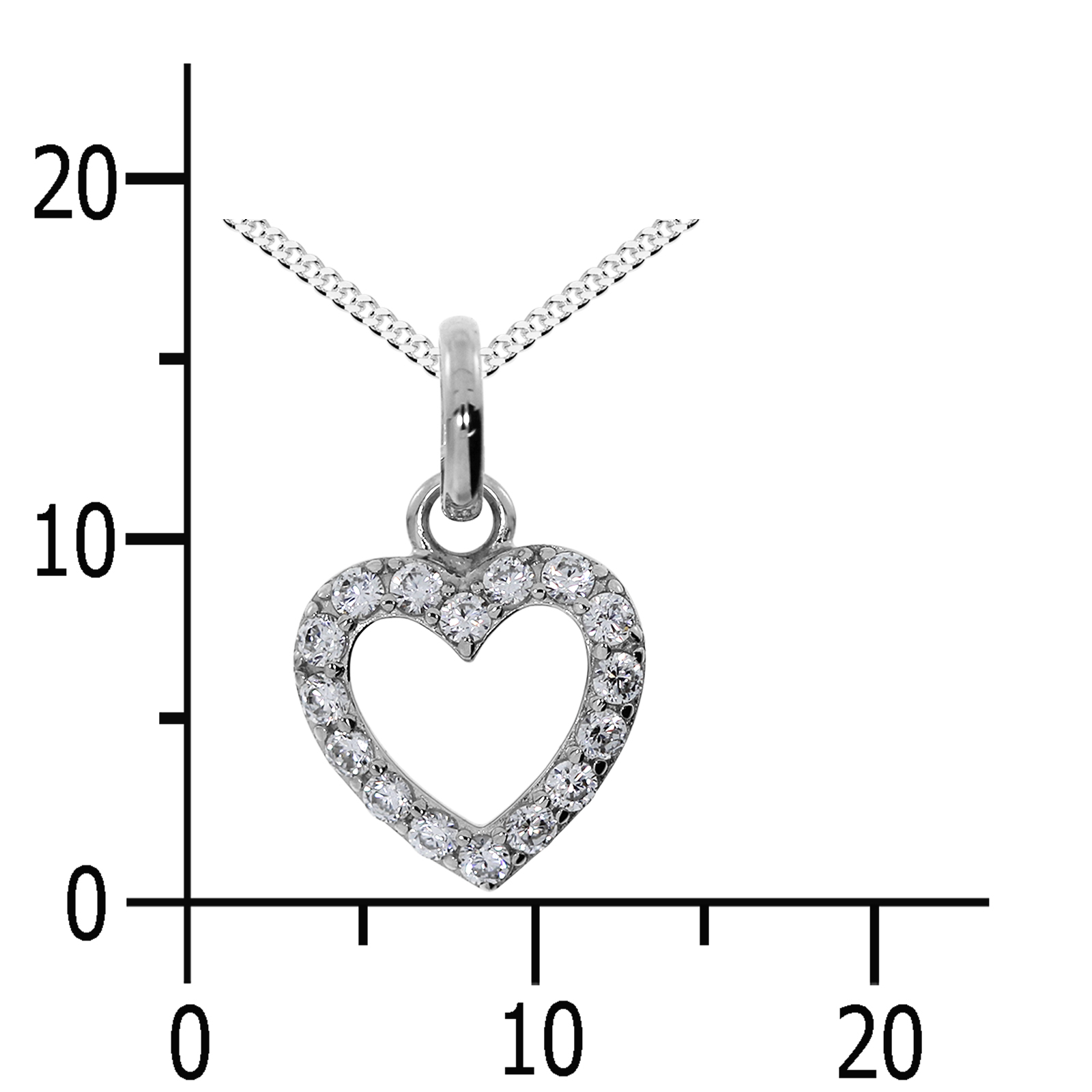 Kette mit Anhänger "Herz" Silber 925/000,  Zirkonia -Länge wählbar-      Kette mit Anhänger "Herz" Silber 925/000,  Zirkonia -Länge wählbar-