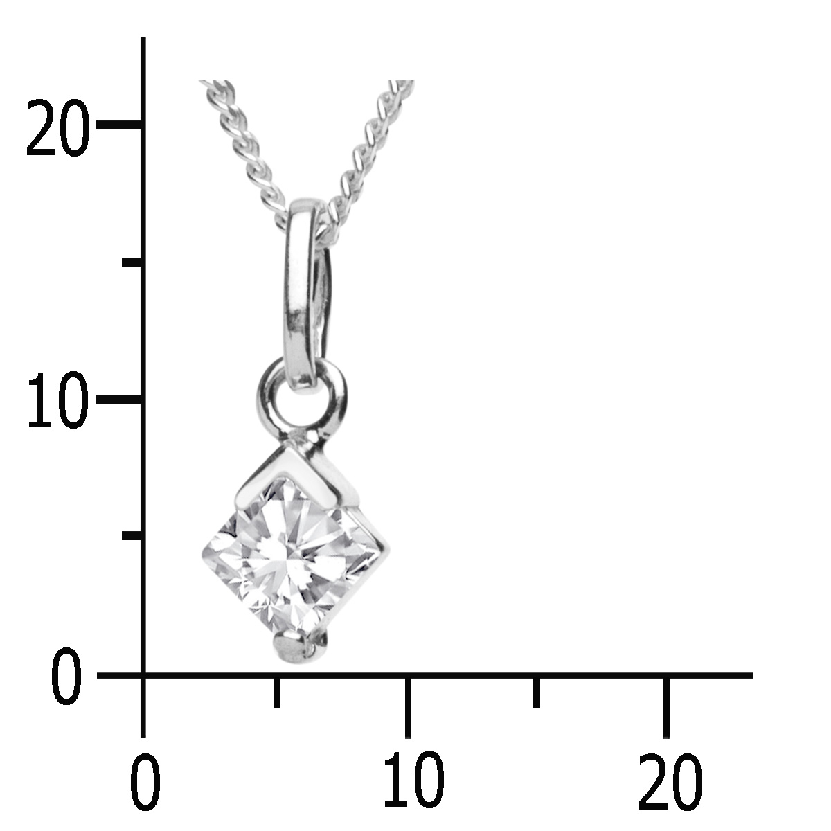 043-201704-A142k Kette mit Anhänger Silber 925/000, Zirkonia, weiß, 42 cm