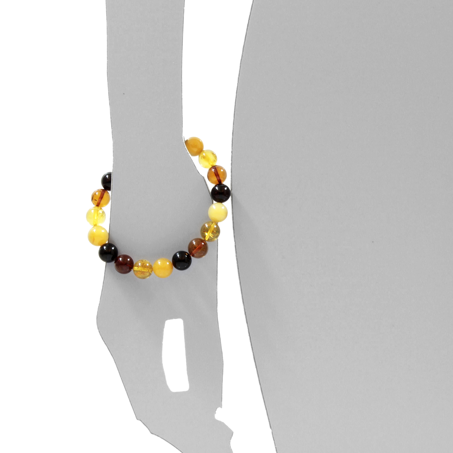 069-98K001-0812s Bernsteinarmband, Kugel 10 mm, 19 cm, Gummizug