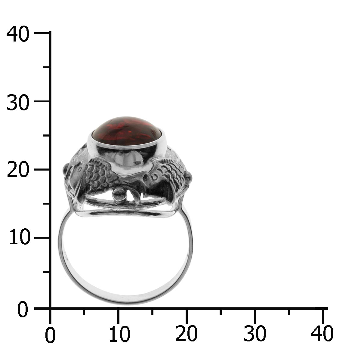 Ring Fischland Silber 925/000, oxyd., Bernstein -Größe wählbar-