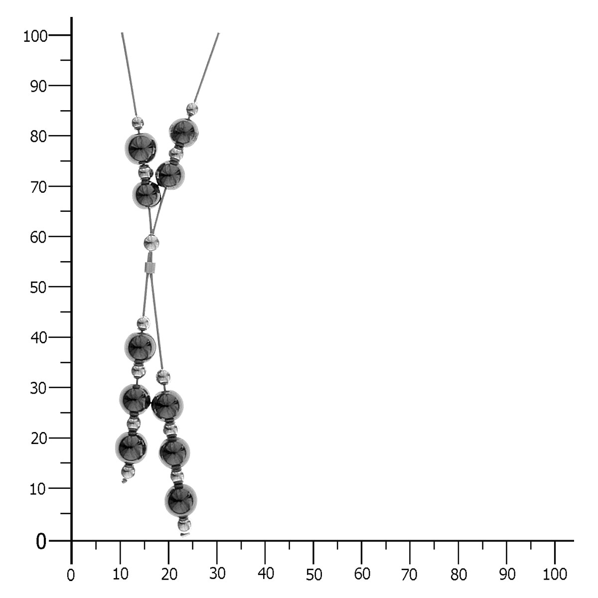 001-293035-0100k Edelstahlcollier 1/42 cm, Silber 925/000, Hämatit