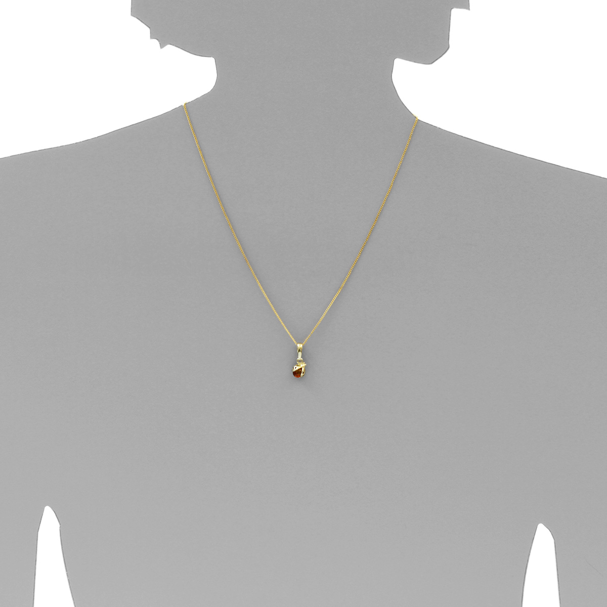 001-103652-A142s Kette mit Anhänger Gold 333/000, 42 cm, kl. Marienkäfer, Bernstein