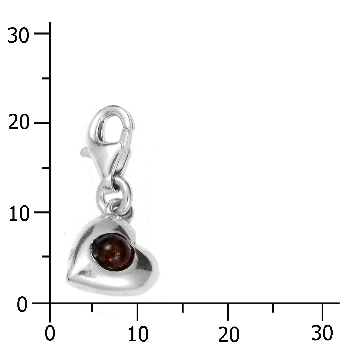105-20CH19-0100k Charm Silber 925/000, Herz, Bernstein