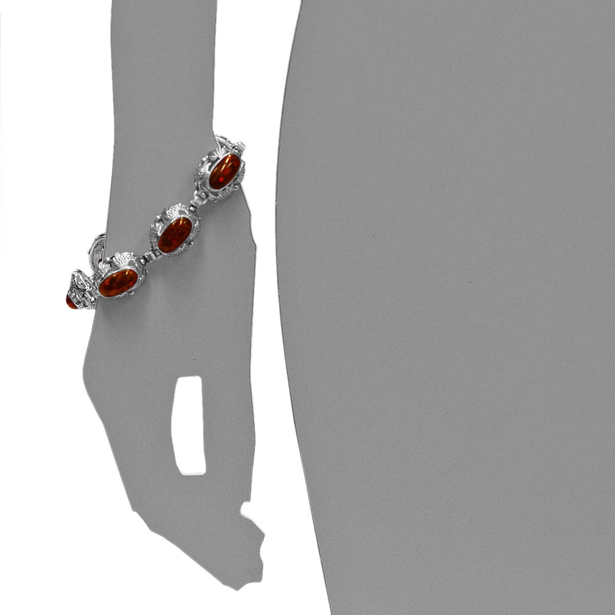 4250054222378-PT05 Armband Fischland, Silber 925/000, oxyd., Bernstein