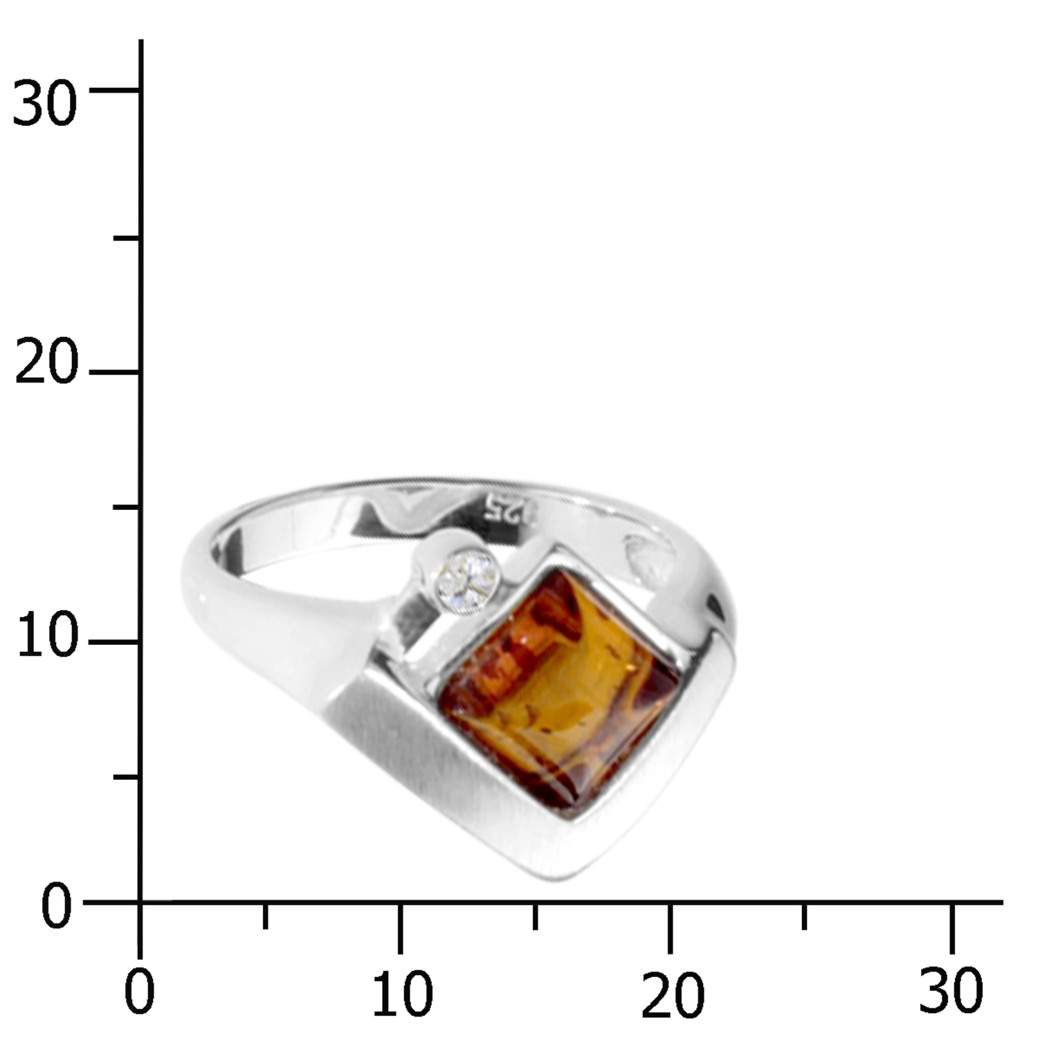 001-273137-0001k Ring Silber 925/000, Bernstein/Zirkonia -Größe wählbar-