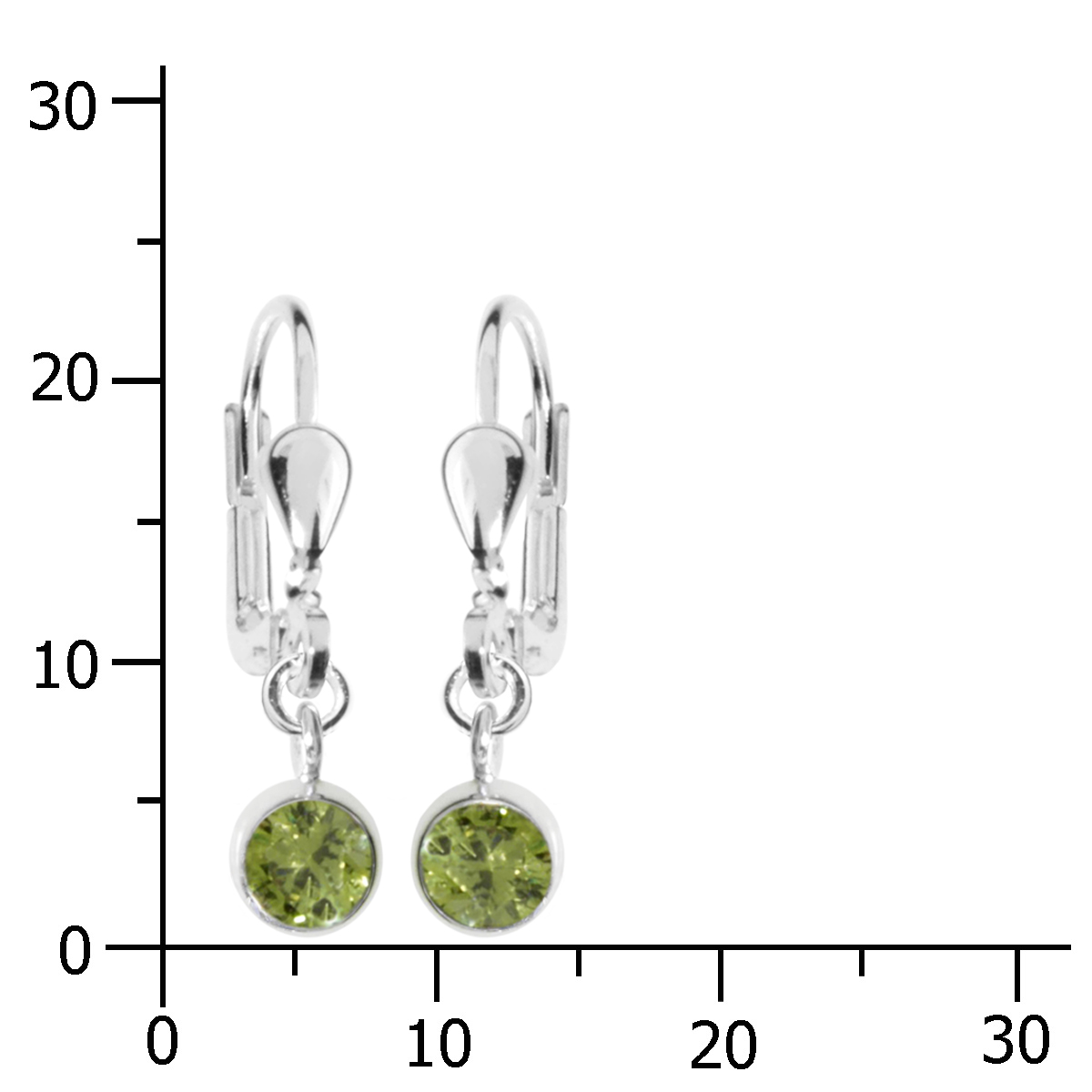001-263395-0200kvqFVATFSTnNsF Ohrhänger Silber 925/000, Zirkonia-limette, 5 mm