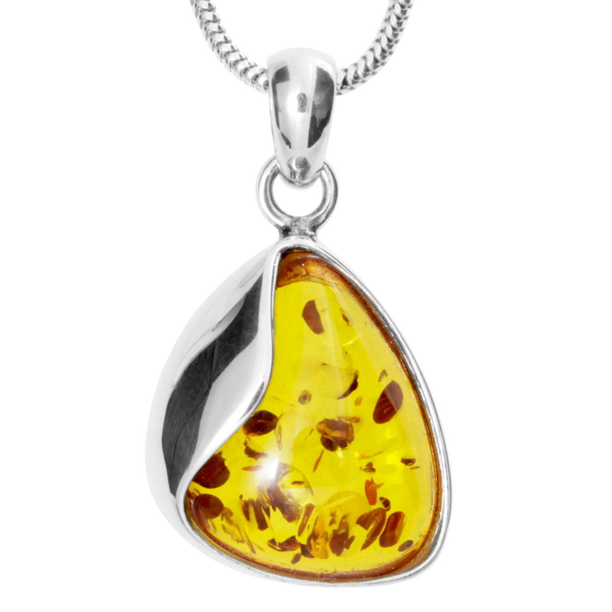 Kette mit Anhänger Silber 925/000, 45 cm, Bernstein