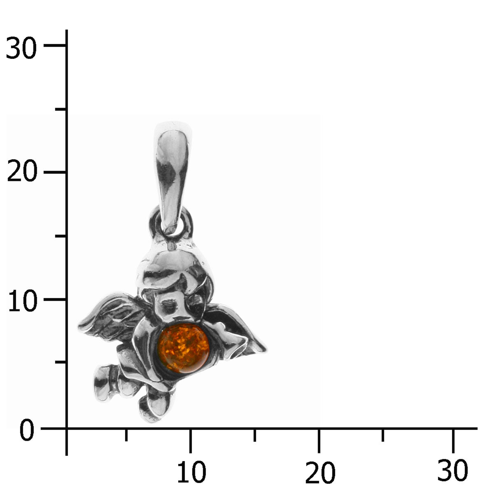 098-200230-0100k Anhänger Silber 925/000, Engel, Bernstein