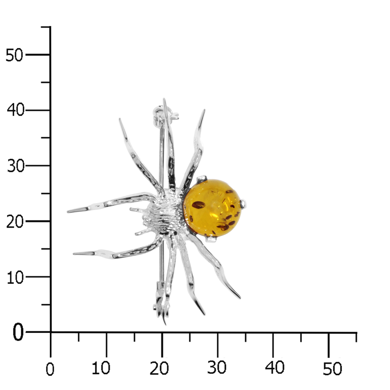 001-233040-0100k Brosche Silber 925/000, Spinne, Bernstein