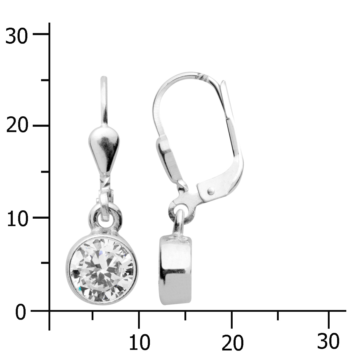 043-261719-B010k Ohrhänger Silber 925/000, Zirkonia, weiß
