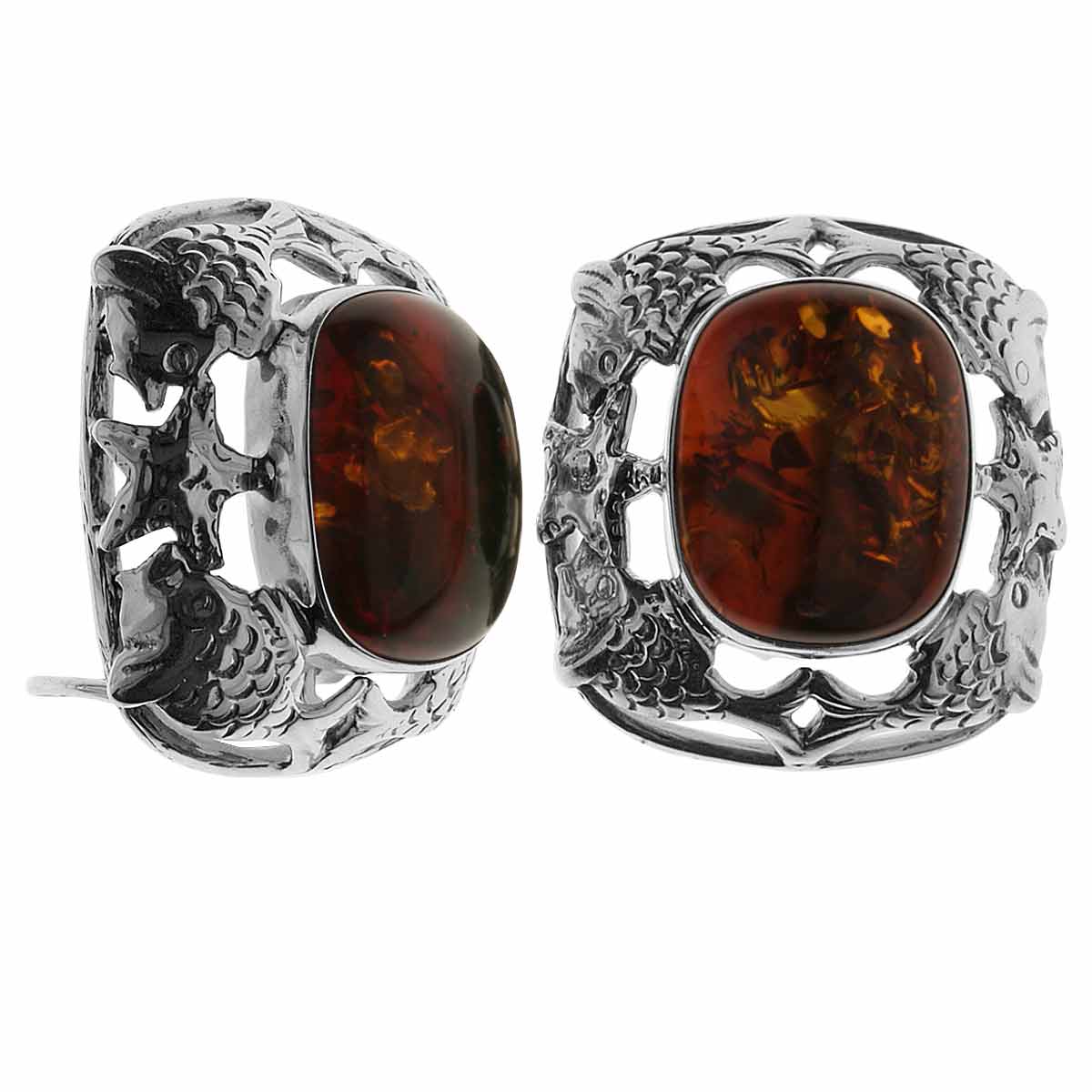 4250054222538 Ohrclip Fischland Silber 925/000, oxyd., Bernstein