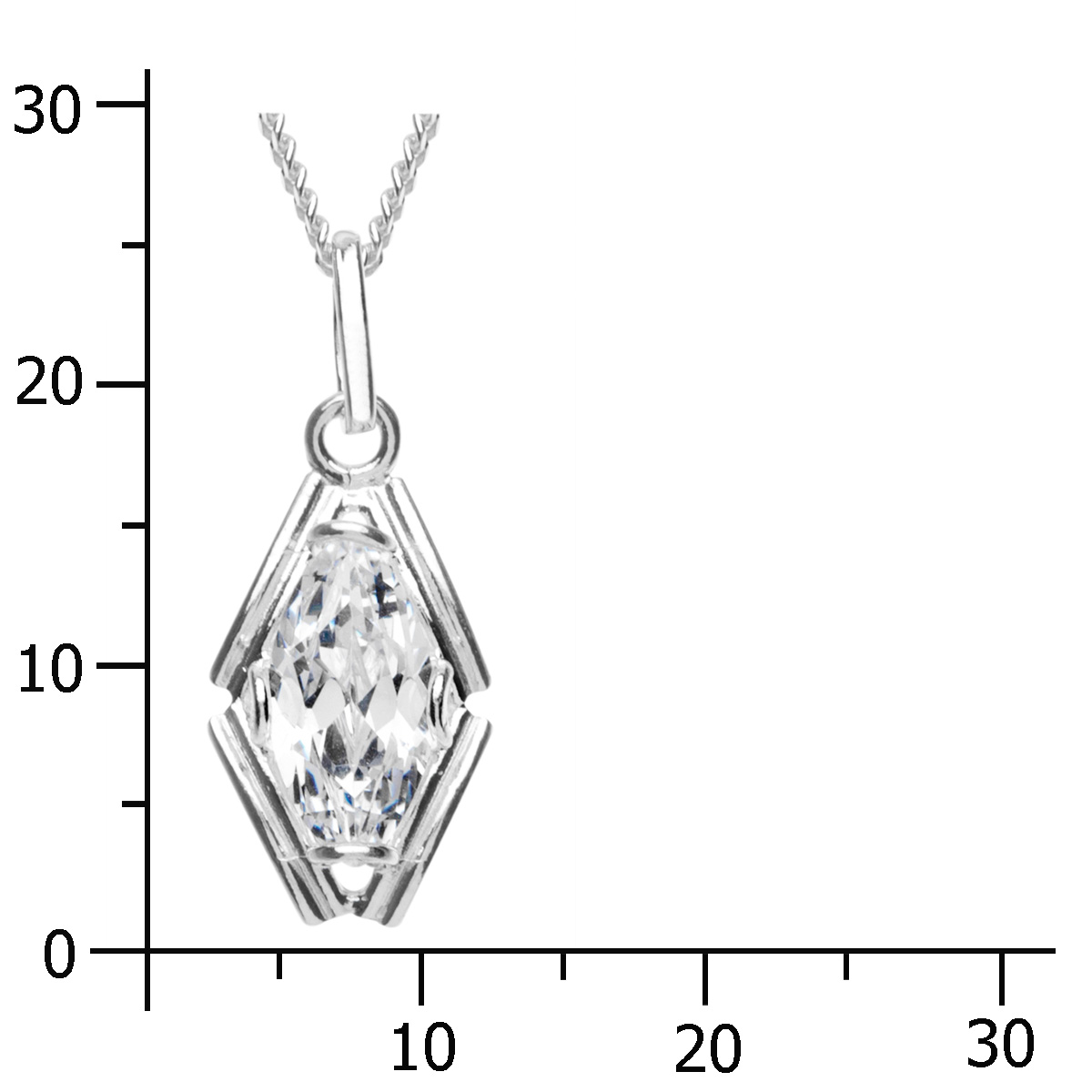 043-201703-A142k Kette mit Anhänger Silber 925/000, Zirkonia, weiß, 42 cm