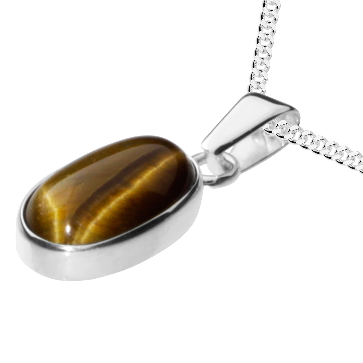001-203040-A5421 Kette mit Anhänger. Silber 925/000, 42 cm oder 45 cm, Tigerauge