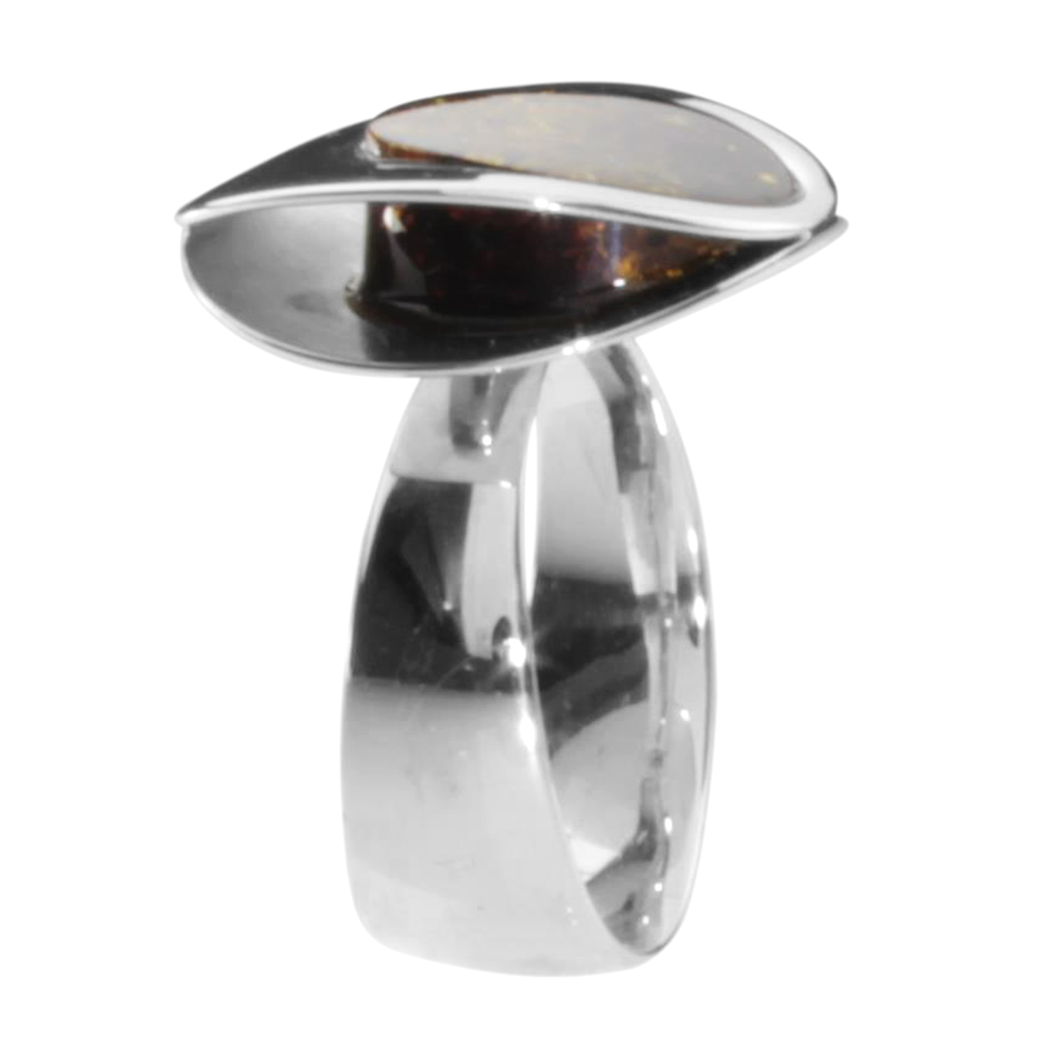 001-273402-0400-1 Ring Silber 925/000, Bernstein grün -Größe wählbar-
