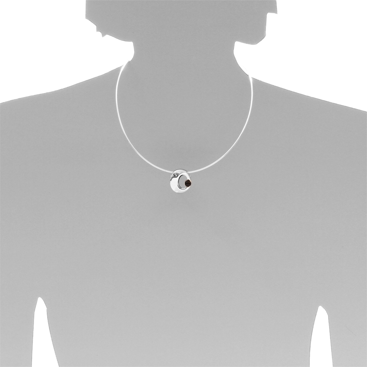 001-203126-B445s Halsreif mit Anhänger Silber 925/000, 45 cm, Onyx