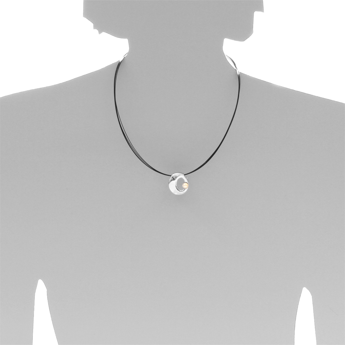 001-203126-A145s Nyloncollier 5/45 cm, Silber 925/000, Zuchtperle