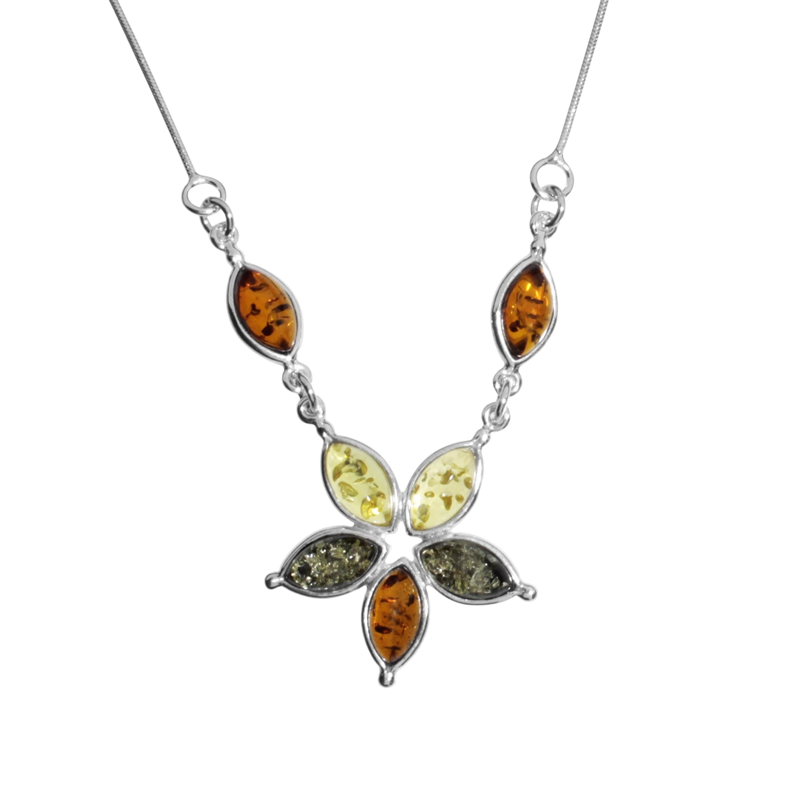 Collier Silber 925/000, 42 cm, Bernstein 