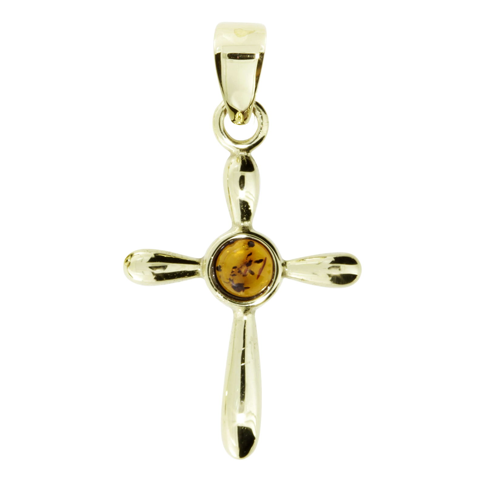 Anhänger Silber vergoldet, Kreuz, Bernstein   Anhänger Silber vergoldet, Kreuz, Bernstein